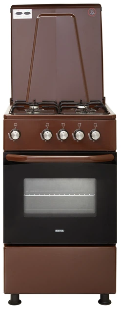 Плита газова ELEYUS ORUM 5501 EF BR 50 см, кришка металева, решітка емаль, коричнева (газова плита ELEYUS)