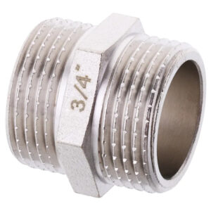 Ніпель латунний 3/4″ (зовнішня/зовнішня, нікель)
