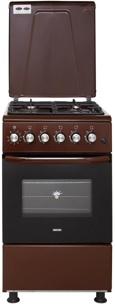 Плита газова ELEYUS CAST 5001 CF BR 50 см, решітка чавун, кришка металева, коричнева (газова плита ELEYUS)