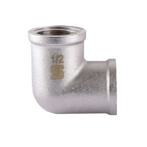 Кутник латунний 1/2″ ВН (внутрішня/зовнішня, нікель)