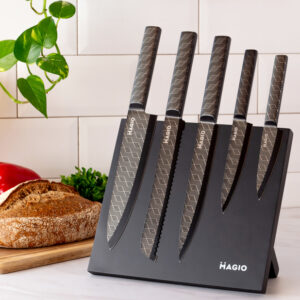 Набір ножів універсальний кухонний MG-1096, 5 кух. ножів+магнітна підставка, нерж.сталь