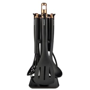 Набір кухонних приладів MAGIO MG-1127,чорний, 5 кух. приладів+підставка, нейлон