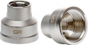 Муфта редукційна латунна 1/2″ × 1″ (внутрішня/внутрішня, нікель)