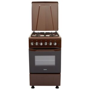 Плита комбінована ELEYUS COMBO 5007 EF BR 50 см, решітка емаль, кришка металева, коричнева (комбінована плита ELEYUS)