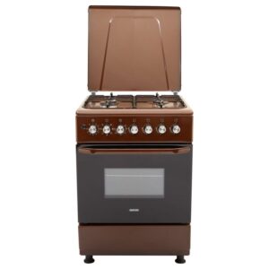 Плита комбінована ELEYUS COMBO 6007 EF BR 60 см, решітка емаль, кришка металева, коричнева (комбінована плита ELEYUS)