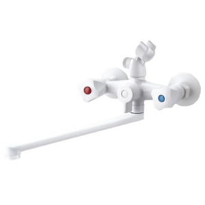 Змішувач Plamix вана довгий Omega White пластик 140